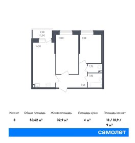 50,7 м², 2-комнатная квартира 6 600 000 ₽ - изображение 83