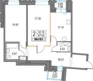 68,4 м², 2-комнатная квартира 14 332 965 ₽ - изображение 107