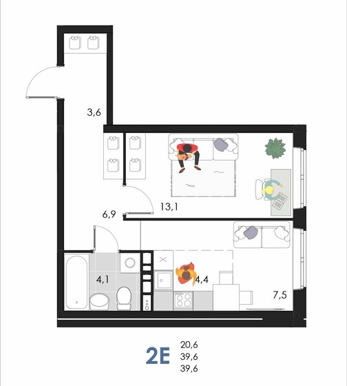 39,6 м², 2-комнатная квартира 4 321 944 ₽ - изображение 1