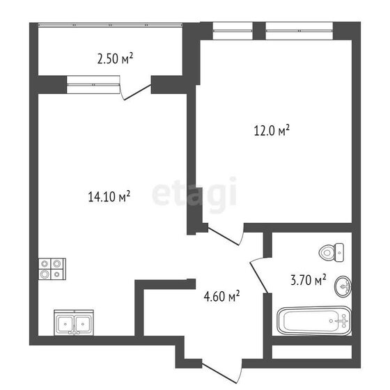 34,4 м², 1-комнатная квартира 3 950 000 ₽ - изображение 15