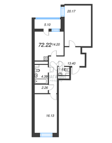 Квартира 72,2 м², 2-комнатная - изображение 1