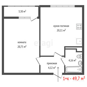 Квартира 49,7 м², 1-комнатная - изображение 2