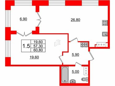 58,2 м², 1-комнатная квартира 24 450 000 ₽ - изображение 1