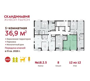 Квартира 36,9 м², 1-комнатная - изображение 2