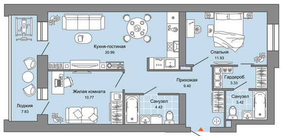 72 м², 3-комнатная квартира 6 915 356 ₽ - изображение 29