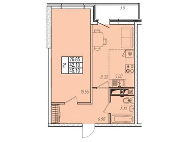 45 м², 1-комнатная квартира 7 850 000 ₽ - изображение 18