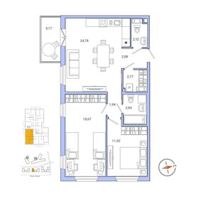 Квартира 70,7 м², 2-комнатная - изображение 1