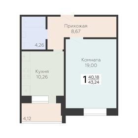 Квартира 43,2 м², 1-комнатная - изображение 1