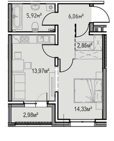 Квартира 46,1 м², 1-комнатная - изображение 1