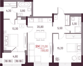 77,3 м², 2-комнатная квартира 8 400 000 ₽ - изображение 68