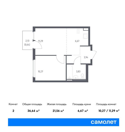 36,6 м², 1-комнатная квартира 9 341 258 ₽ - изображение 1