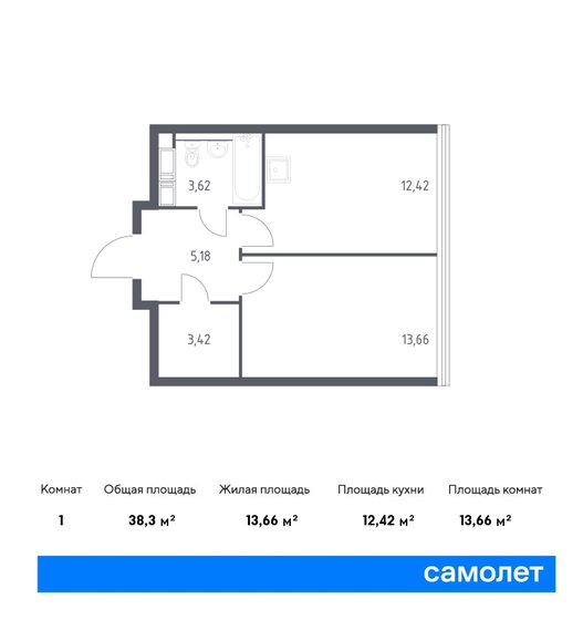 38,3 м², 1-комнатные апартаменты 15 906 165 ₽ - изображение 15