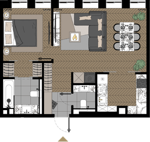 Квартира 56,8 м², 1-комнатные - изображение 1