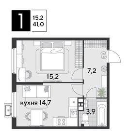 40,9 м², 1-комнатная квартира 7 112 511 ₽ - изображение 19