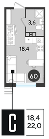 21 м², квартира-студия 3 600 000 ₽ - изображение 52