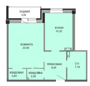 Квартира 64,7 м², 1-комнатная - изображение 1