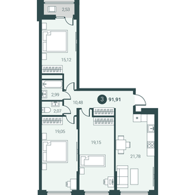 Квартира 91,9 м², 3-комнатная - изображение 1