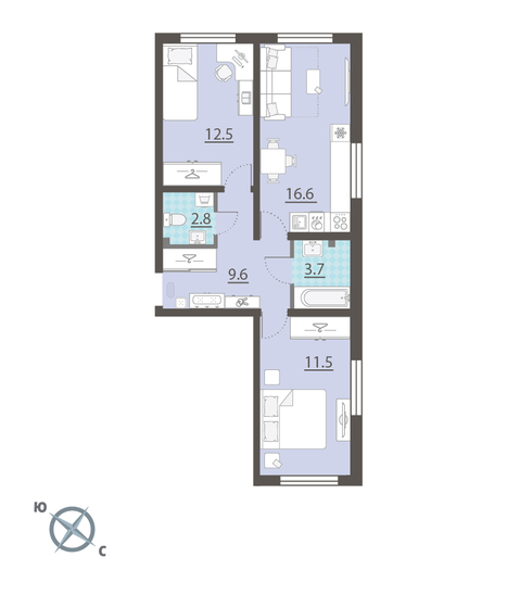 56,7 м², 2-комнатная квартира 7 359 206 ₽ - изображение 1