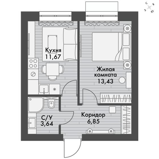 35,6 м², 1-комнатная квартира 5 161 119 ₽ - изображение 1