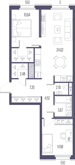 69,9 м², 2-комнатная квартира 24 681 826 ₽ - изображение 15