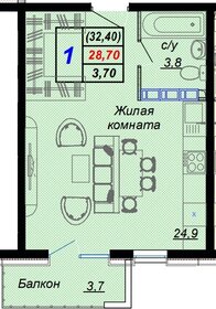 Квартира 32,4 м², 1-комнатная - изображение 1