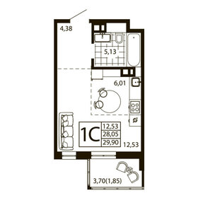 Квартира 29,2 м², студия - изображение 1