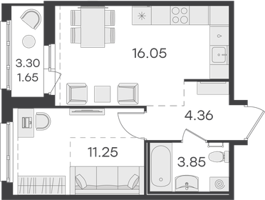 46,3 м², 1-комнатная квартира 14 000 000 ₽ - изображение 132