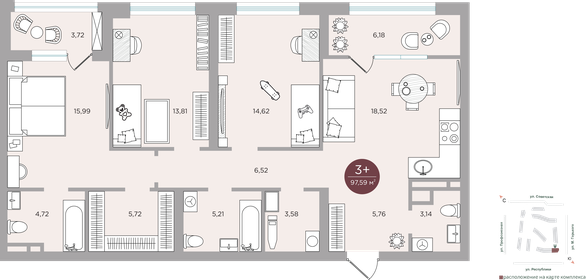 93 м², 3-комнатная квартира 9 500 000 ₽ - изображение 118