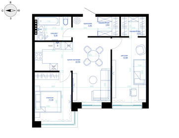 Квартира 63,6 м², 1-комнатная - изображение 2