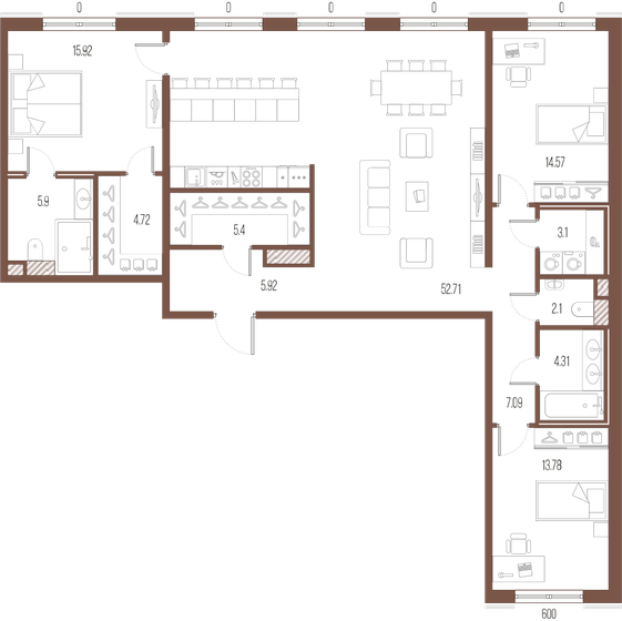 135,5 м², 3-комнатная квартира 45 017 360 ₽ - изображение 15