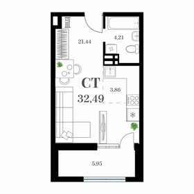 Квартира 32,5 м², 1-комнатная - изображение 1