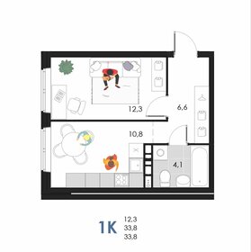 Квартира 33,8 м², 1-комнатная - изображение 1