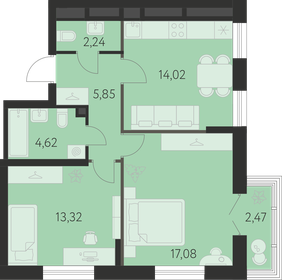 Квартира 57,9 м², 2-комнатная - изображение 1