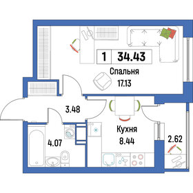 33 м², 1-комнатная квартира 5 550 000 ₽ - изображение 1