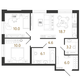 49,3 м², 2-комнатная квартира 6 433 650 ₽ - изображение 3