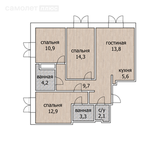89,7 м², 3-комнатная квартира 17 900 000 ₽ - изображение 66