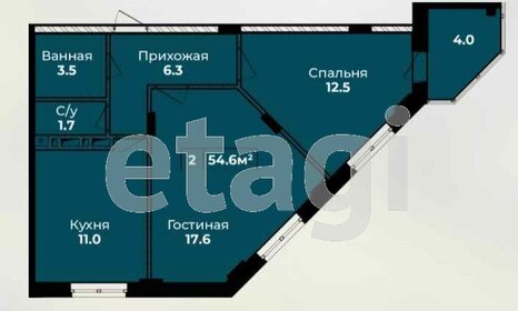 Квартира 54,6 м², 2-комнатная - изображение 1