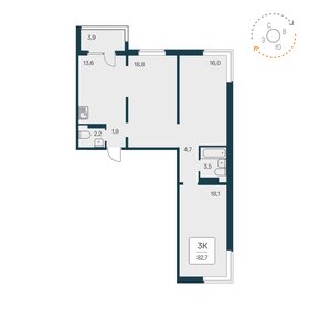 Квартира 82,7 м², 3-комнатная - изображение 1