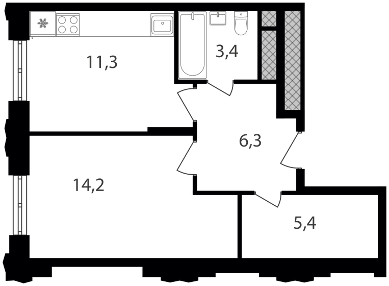 40,6 м², 1-комнатные апартаменты 10 300 220 ₽ - изображение 1