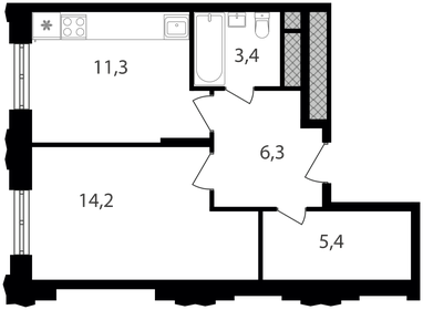 Квартира 40,6 м², 1-комнатные - изображение 1