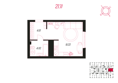 Квартира 27,7 м², студия - изображение 1