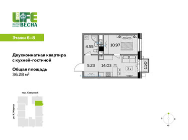 Квартира 36,3 м², 2-комнатная - изображение 1