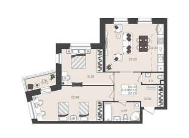 105 м², 3-комнатная квартира 11 450 000 ₽ - изображение 100