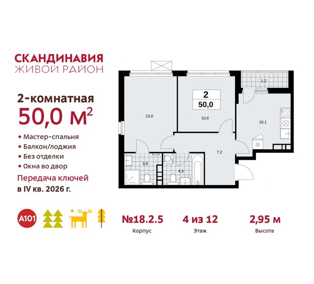 50 м², 2-комнатная квартира 12 931 470 ₽ - изображение 36