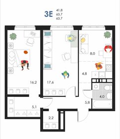 Квартира 63,7 м², 3-комнатная - изображение 1