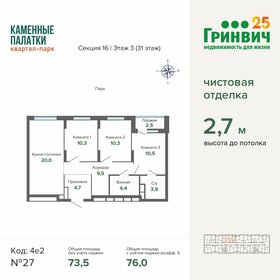 76 м², 3-комнатная квартира 11 668 324 ₽ - изображение 15