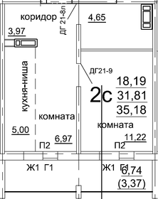 Квартира 35,2 м², 2-комнатная - изображение 1