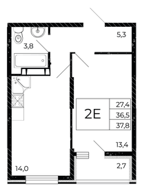 Квартира 37,8 м², 1-комнатная - изображение 1