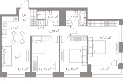 90 м², 3-комнатная квартира 27 999 990 ₽ - изображение 51