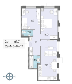 61,7 м², 2-комнатная квартира 19 804 342 ₽ - изображение 38